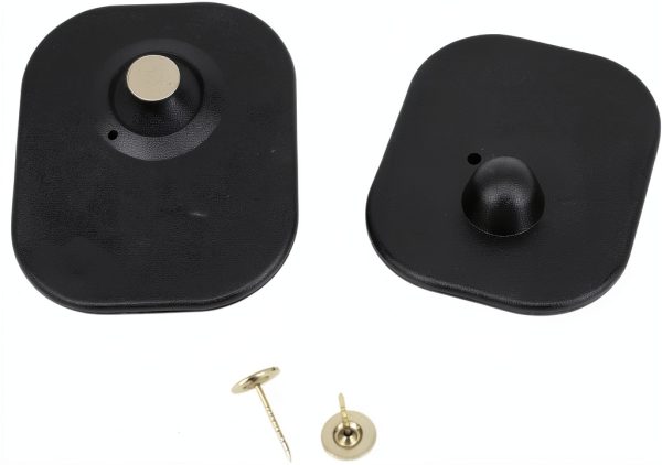 RF 8.2Mhz Large Black Clothing Security Tags (100PCS with Pins) ABS Retail Anti-Theft Alarm Tags, Checkpoint Compatible Shop Security Equipment-3